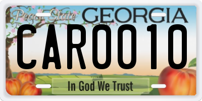 GA license plate CAR0010