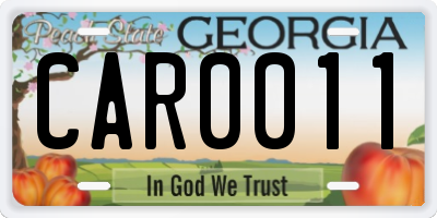 GA license plate CAR0011