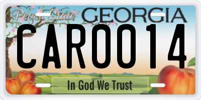 GA license plate CAR0014