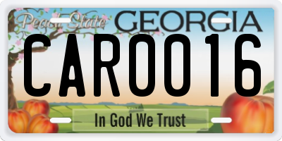 GA license plate CAR0016