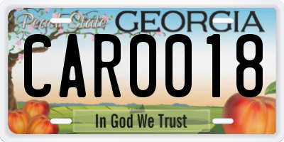 GA license plate CAR0018