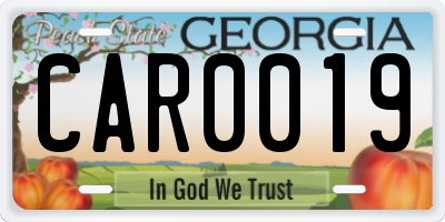 GA license plate CAR0019