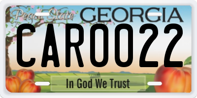 GA license plate CAR0022