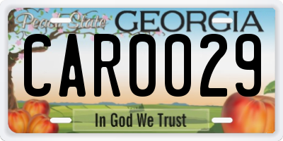 GA license plate CAR0029