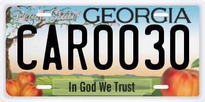 GA license plate CAR0030