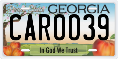 GA license plate CAR0039