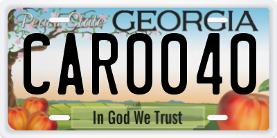 GA license plate CAR0040