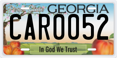 GA license plate CAR0052