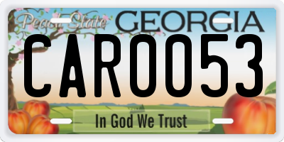 GA license plate CAR0053