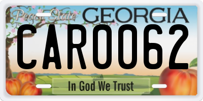 GA license plate CAR0062