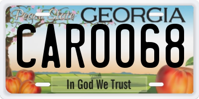 GA license plate CAR0068