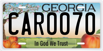 GA license plate CAR0070