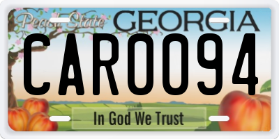 GA license plate CAR0094