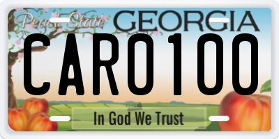 GA license plate CAR0100