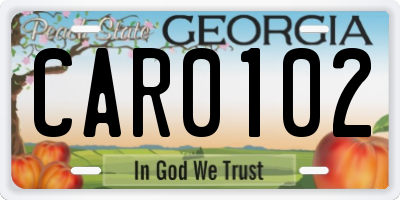 GA license plate CAR0102