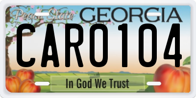 GA license plate CAR0104