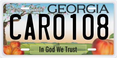 GA license plate CAR0108