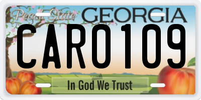 GA license plate CAR0109