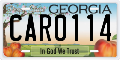 GA license plate CAR0114