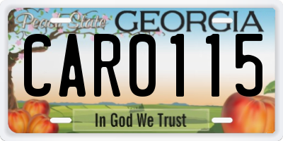 GA license plate CAR0115