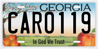 GA license plate CAR0119