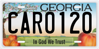 GA license plate CAR0120