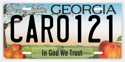 GA license plate CAR0121