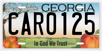 GA license plate CAR0125