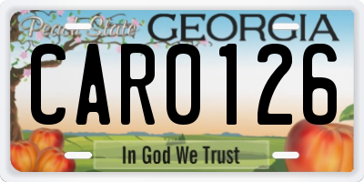 GA license plate CAR0126