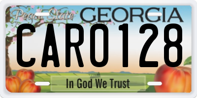 GA license plate CAR0128