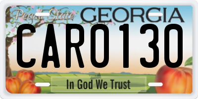 GA license plate CAR0130