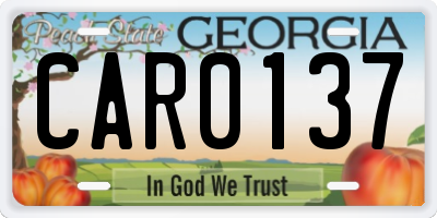 GA license plate CAR0137