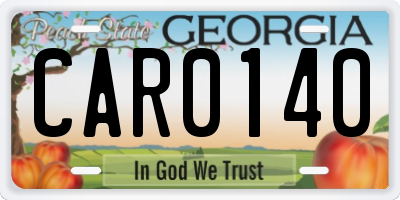 GA license plate CAR0140