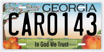 GA license plate CAR0143