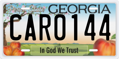 GA license plate CAR0144