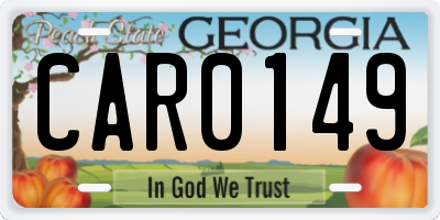 GA license plate CAR0149