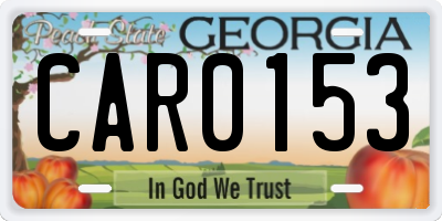 GA license plate CAR0153