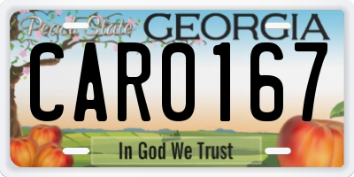 GA license plate CAR0167