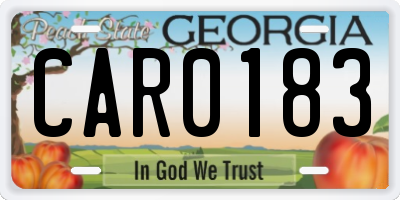 GA license plate CAR0183