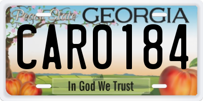 GA license plate CAR0184