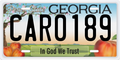 GA license plate CAR0189