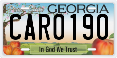 GA license plate CAR0190