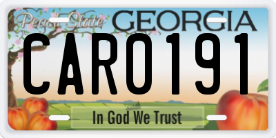 GA license plate CAR0191