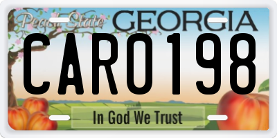 GA license plate CAR0198