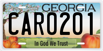 GA license plate CAR0201