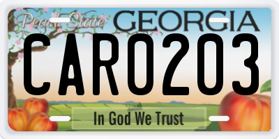 GA license plate CAR0203