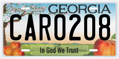 GA license plate CAR0208