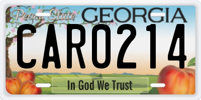 GA license plate CAR0214