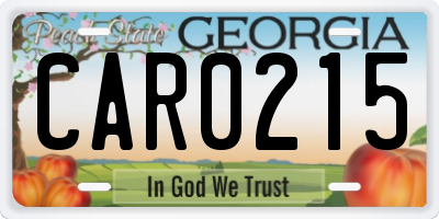 GA license plate CAR0215