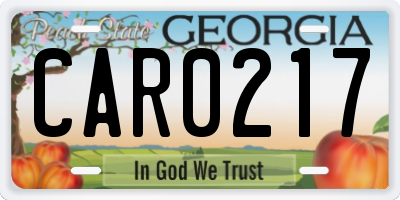 GA license plate CAR0217